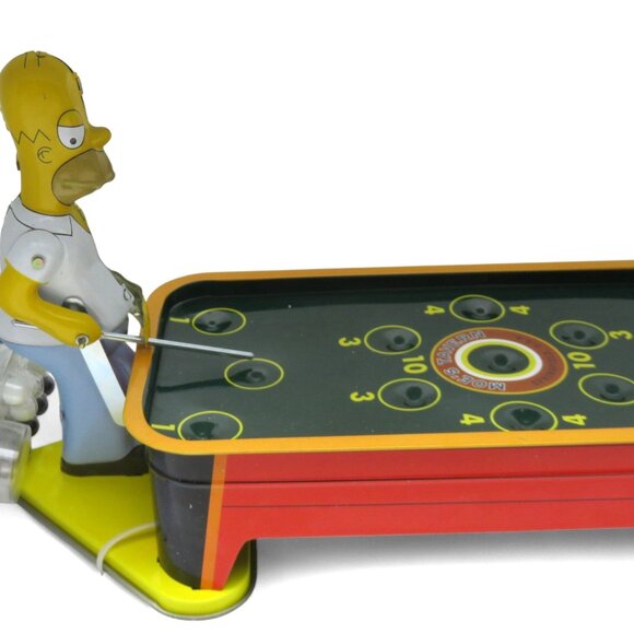 VINTAGE SIMPSONS Moe's Tavern Pool Game Tin Toy 2002 Collectible Wind-Up Action - Picture 11 of 13